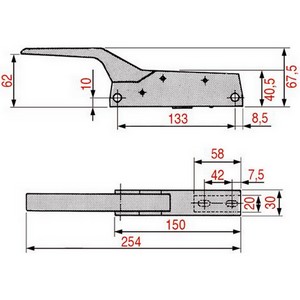 Fermeture 791 droite Fermod 0079101 0079101-14 791.01 pour porte de frigo entraxe 133 mm poignée coudée PIÈCE D'ORIGINE