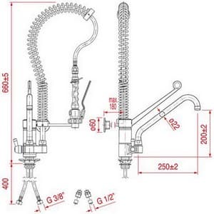 Groupe douche mignon H 600 RDF RUB.DEL FRIULI 00958503 PIECE FRIGO
