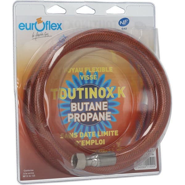 Tuyau Euroflex gaz inox 1500 mm M20x1,5 NF D36 125 butane propane PIECE D'ORIGINE