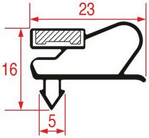 Joint ASCASO 288733 BU.613 de porte de  frigo tronçon 2 m profil 1011 à clipser PIECE D'ORIGINE