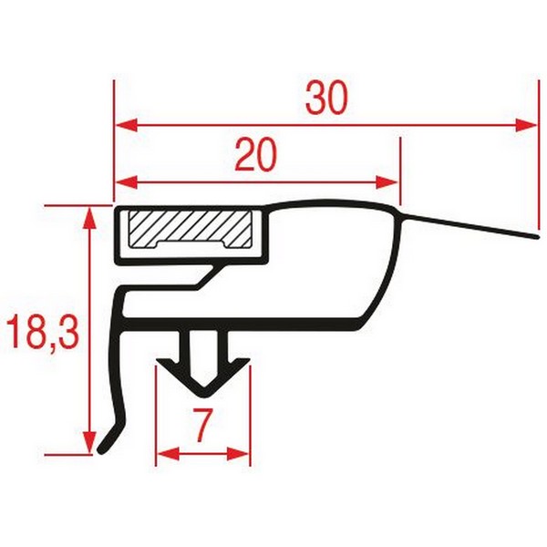 Joint de porte de chambre froide MBM par tronçon2 m  profil 9773 à clipser PIECE D'ORIGINE