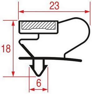 Joint de porte de  frigo ASCASO  tronçon 2 m à clipser PIECE D'ORIGINE