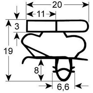 Joint de réfrigération HORECA SELECT profil 9058 B, longueur 770 mm, largeur 18 mm PIECE D'ORIGINE 