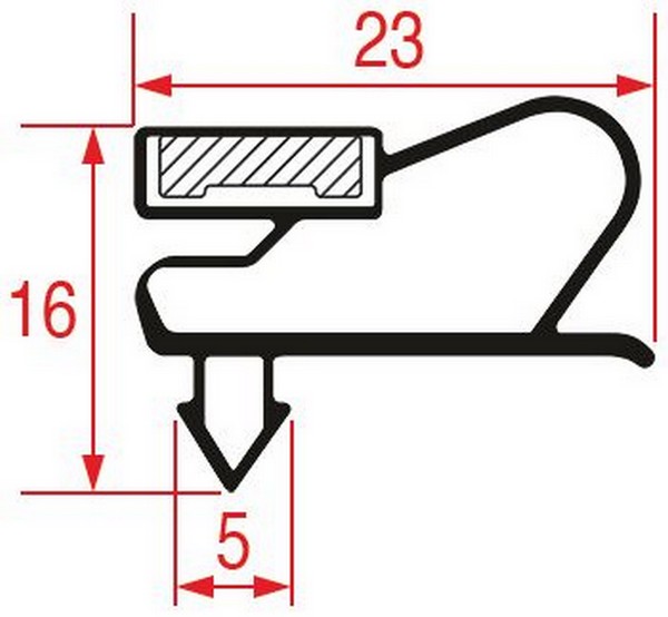 Joint ASCASO 288733 BU.613 de porte de  frigo tronçon 2 m profil 1011 à clipser PIECE D'ORIGINE