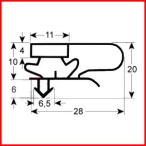 Joint MAKRO PROFESSIONAL de porte de frigo par cadre profil 9017 573/1596 mm d'insertion à clisser sans bande magnétique PIECE D'ORIGINE