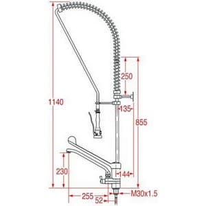 Douche-vaisselle prélavage MONOLITH P0201020249 ERA 1140 mm PIECE D'ORIGINE