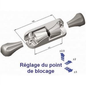 Charnière de chambre froide droite chromé série 7514 RAHRBACH 7514-020070 avec 2 capuchons gris