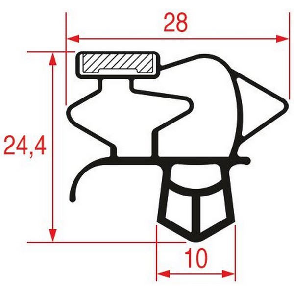 Joint de porte de  frigo tronçon 2m à clipser PIECE D'ORIGINE