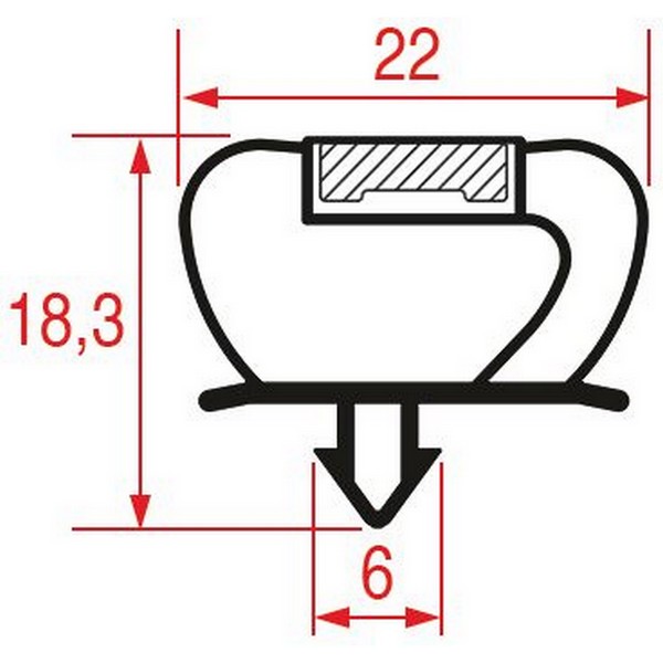 Joint  Epms BU.435 de porte de  frigo tronçon 2 m profil 1010 à clipser PIECE D'ORIGINE 