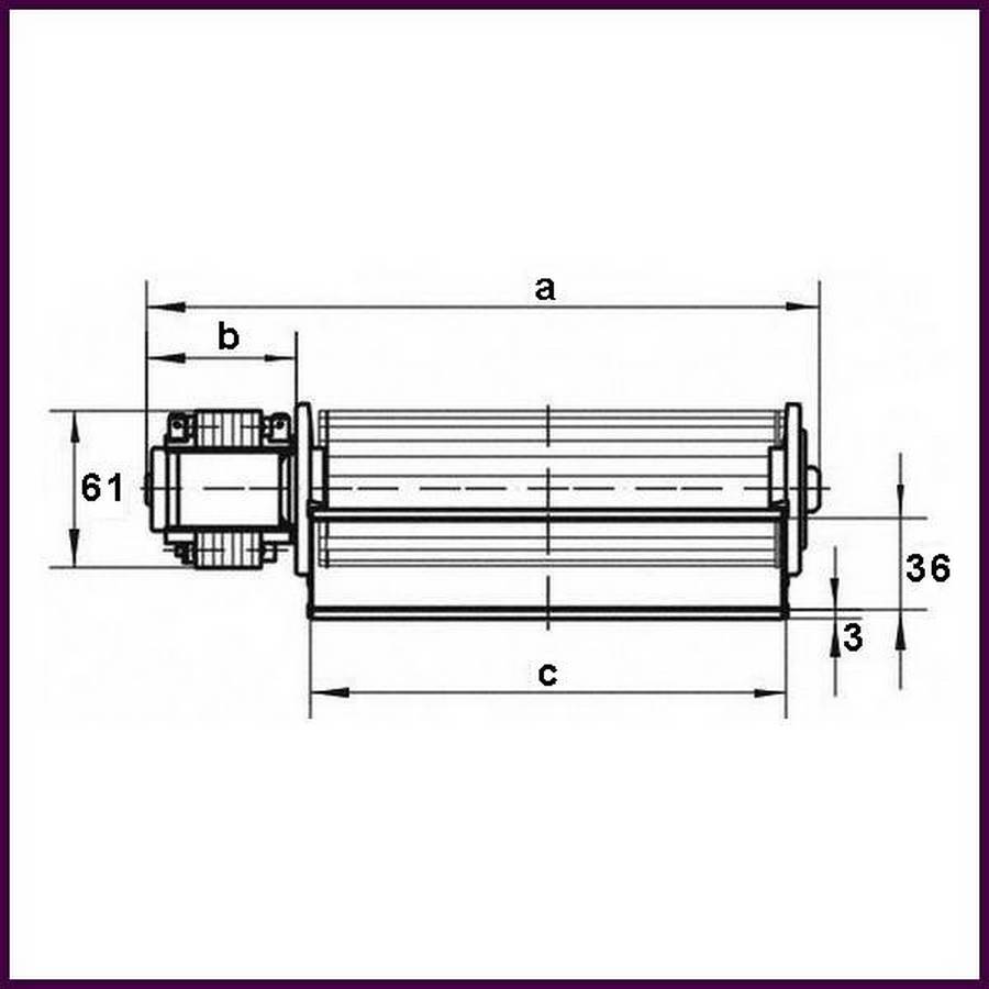 Ventilateur tangentiel IME TURBO TKS00020 turbine Ø 60 L 180 mm 17 W 30 à  +100 °C PIECE D'ORIGINE