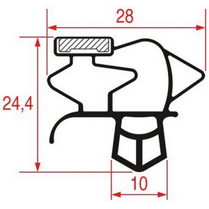 Joint de porte de  frigo ASCASO  tronçon 2m à clipser PIECE D'ORIGINE