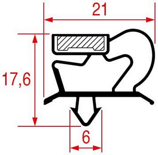 Joint de porte table GN TECNODOM 646x400mm  PIECE D'ORIGINE