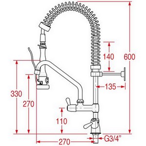 Douche-vaisselle prélavage MONOLITH ERAMINI192P ERA 600 mm PIECE D'ORIGINE
