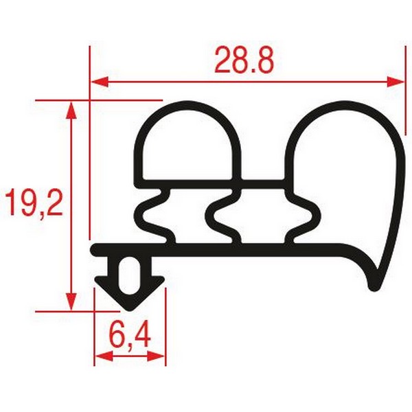 Joint Universel de porte de  frigo tronçon 2 m à clipser Profil 1028 PIECE D'ORIGINE