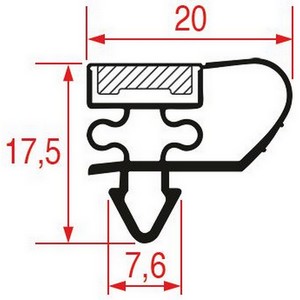 Joint de porte de  frigo FORCAR tronçon 2 m à clipser PIECE D'ORIGINE