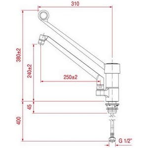 Mélangeur  RDF RUB.DEL FRIULI 00185133 monotrou C40 levier long PIECE D'ORIGINE