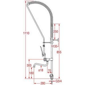 Douche vaisselle MONOLITH P0101020111 R0101020111 prélavage ERA 1110 mm avec mélangeur et robinet PIECE D'ORIGINE