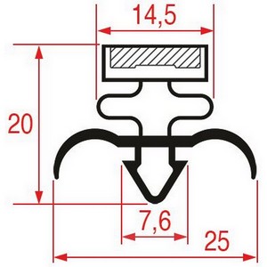 Joint de porte de  frigo ASCASO  tronçon 2 m à clipser PIECE D'ORIGINE