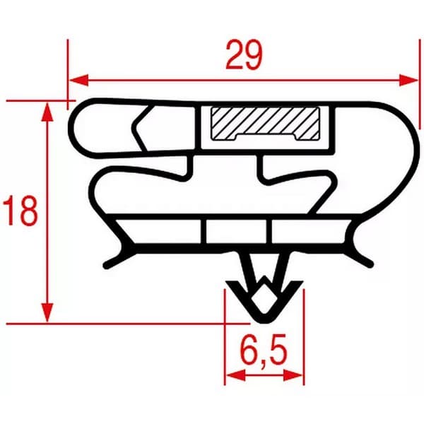 Joint magnétique à encastrer 590x390 mm profil 1089 gris
