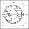 Ventilateur axial WITTENBORG EVOCA 21104 L 172mm lar. 150mm H 55mm 230VAC 50/60Hz 39/45W palier roulement à billes PIECES D'ORIGINE