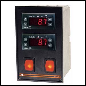 Facade verticale  ELIWELL pour boitier encastrable pour deux thermostats et deux interrupteurs 