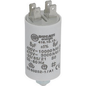 Condensateur de dmarrage DUCATI 41610.1364  41610.1364+...  416101364 8 F avec cosses 450 V PIECE D'ORIGINE