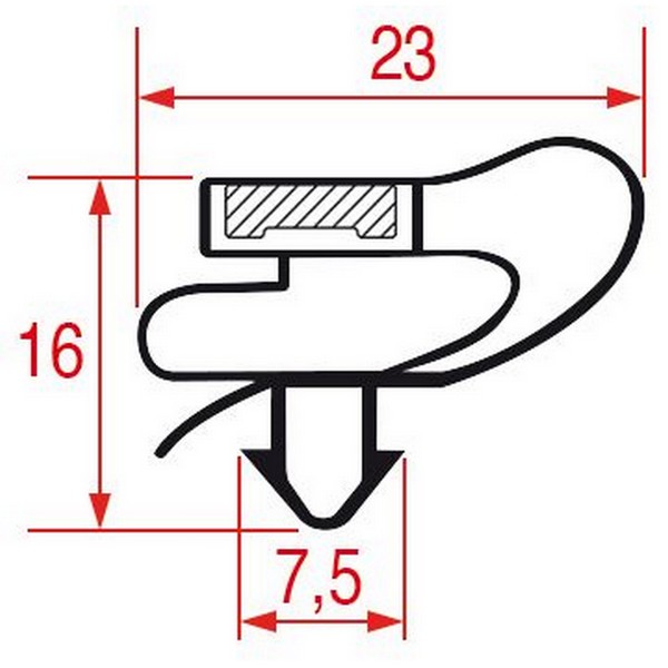 Joint pour porte de frigo par cadre profil 9150 460/595 mm  à clipser sans bande magnétique PIECE D'ORIGINE