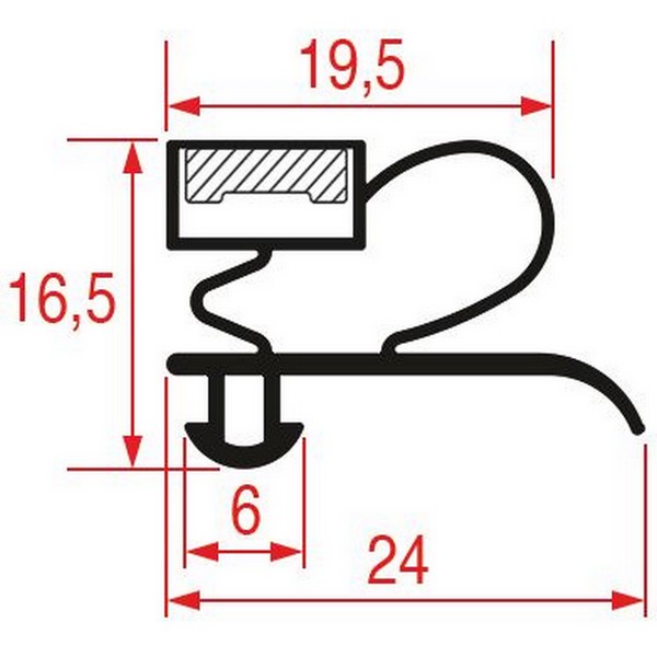 Joint de porte de frigo EPMS 2 m à clipser PIECE D'ORIGINE