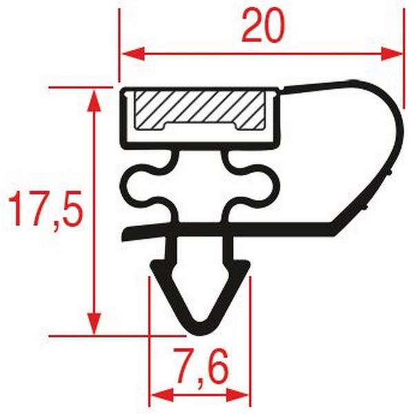 Joint de porte de  frigo ASCASO  tronçon 2 m à clipser PIECE D'ORIGINE