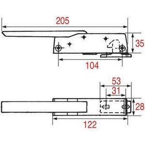 Fermeture Intertecnica  R017402  L 122mm dist. fix. 104mm sans clé appareils froids G 880 PVC   PIECE D'ORIGINE
