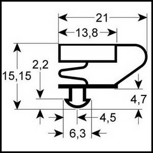 Joint ELECTROLUX  de porte de frigo par tronçons  de 2m profil 9704 à clipser PIECE D'ORIGINE