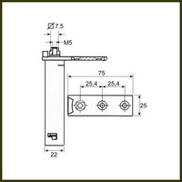 Charnière à ressort AMBACH 2012000292 L 71mm dist. fix. 25mm dimensions de montage 22x22mm  