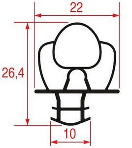 Joint de porte de  frigo ASCASO  tronon 2,5 m  clipser PIECE D'ORIGINE