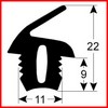 Joint METRO-PROFESSIONAL GUA30015  pour porte de four profil 2718 tronçon 5,5 mm à clipser sans bande magnétique PIECE D'ORIGINE