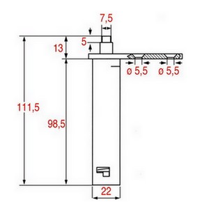 Charnière à ressort TIGE COURT INTERTECNICA 28XC gauche/droite Long 75mm larg 25mm  