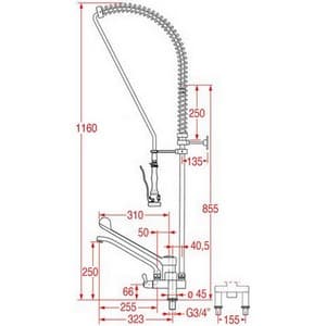 Douche vaisselle 1160 mm  MONOLITH P0102020207 R0102020207  prélavage  PIECE D'ORIGINE