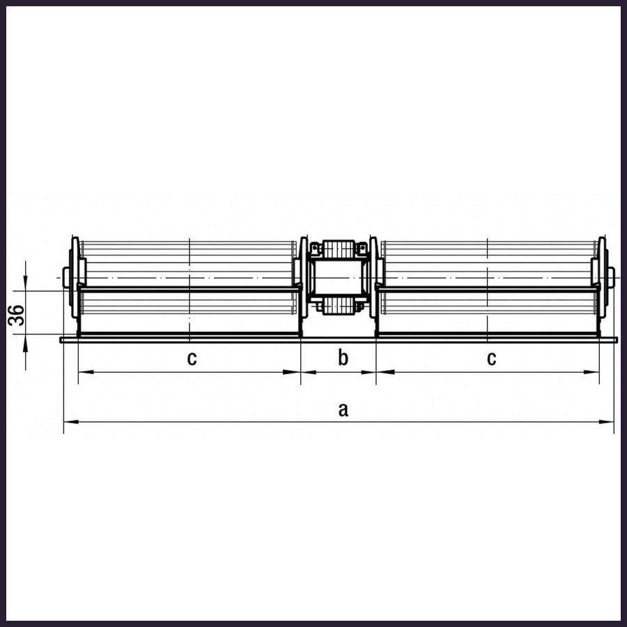 ventilateur tangentiel L-180 mm 25 Watts d 60 mm droit chaud ou froid