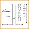 Gâche en T  INTERTECNICA R007418  H 35mm L 58mm lar. 20mm dist. fix. 42mm laiton chromé