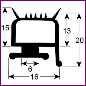 Joint de porte de chambre froide FRIGOR BOX BU.446, C12TU185  par tronçons 6 m profil 9973 à clipser PIECE D'ORIGINE