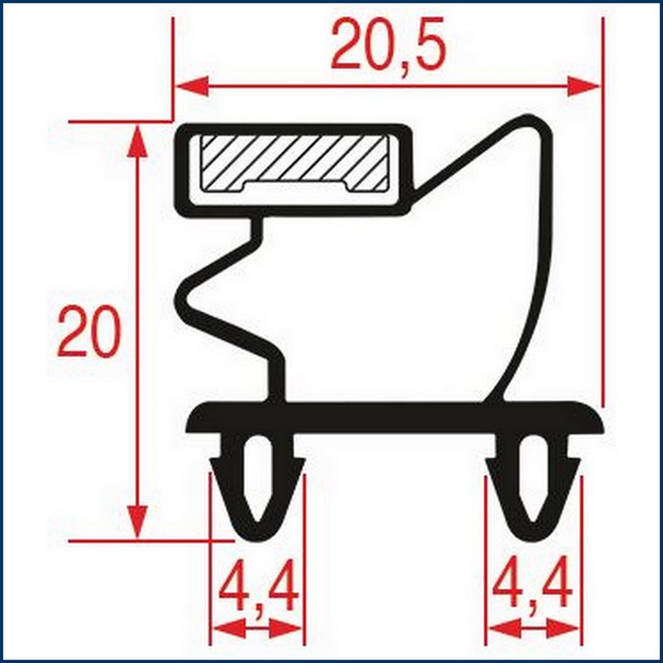 Joint de porte de frigo ASCASO BU.606  2,6 m profil 9010 à clipser PIECE D'ORIGINE