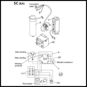 Schémas de branchement du compresseur Danfoss SECOP série  SC (kit)
