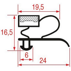 Joint de porte de frigo ASCASO 2 m à clipser Profil 1003 PIECE D'ORIGINE