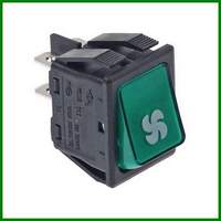 Interrupteur lumineux vert avec symbole de ventilateur