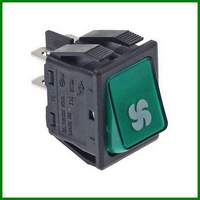 Interrupteur lumineux vert ZANUSSI avec symbole de ventilateur PIECE D'ORIGINE
