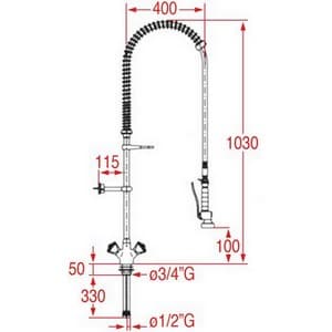 Douche-vaisselle prélavage Klarco 2S.2403.19N.S3  2S.2401.00.33 2S.2403.03.33 2S.2403.03.K33 9071020 STYL 1081 mm PIECE D'ORIGINE