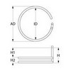 Résistance RIEBER 2400W 230V int. ø 165mm ø ext. 180mm circuits de chauffage 1 H 90mm H1 60mm H2 30mm