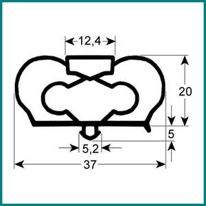 Joint de porte de  frigo ASCASO 287876 BU.651 tronçon 2,5 m profil 9798 à clipser PIECE D'ORIGINE