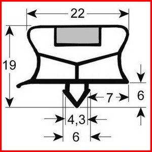 Joint de porte de  frigo ASCASO BU.424 tronçon 2 m profil 9794 à clipser PIECE D'ORIGINE