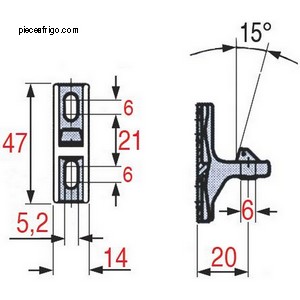 Gâche de fermeture STUV 3.30.0502.0-3.30.0502 pour porte de frigo  PIECE D'ORIGINE