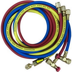 3 flexible VALUE  charge 180CM RJB - Raccords 1/4" - 5/16" - Vanne automatique  Compatible R410A, R134a, R32, R600, R290 PIECE D'ORIGINE